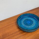 Large blue pottery bowl Rimini by Aldo Londi for Bitossi, Italy, 1960s.