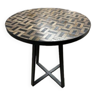 Round mosaic tiled garden table