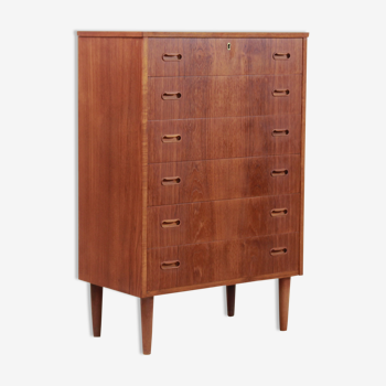 Teak danish design chest of drawers with 6 drawers
