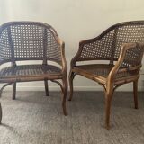 Pair of canned armchairs from the 50s and 60s