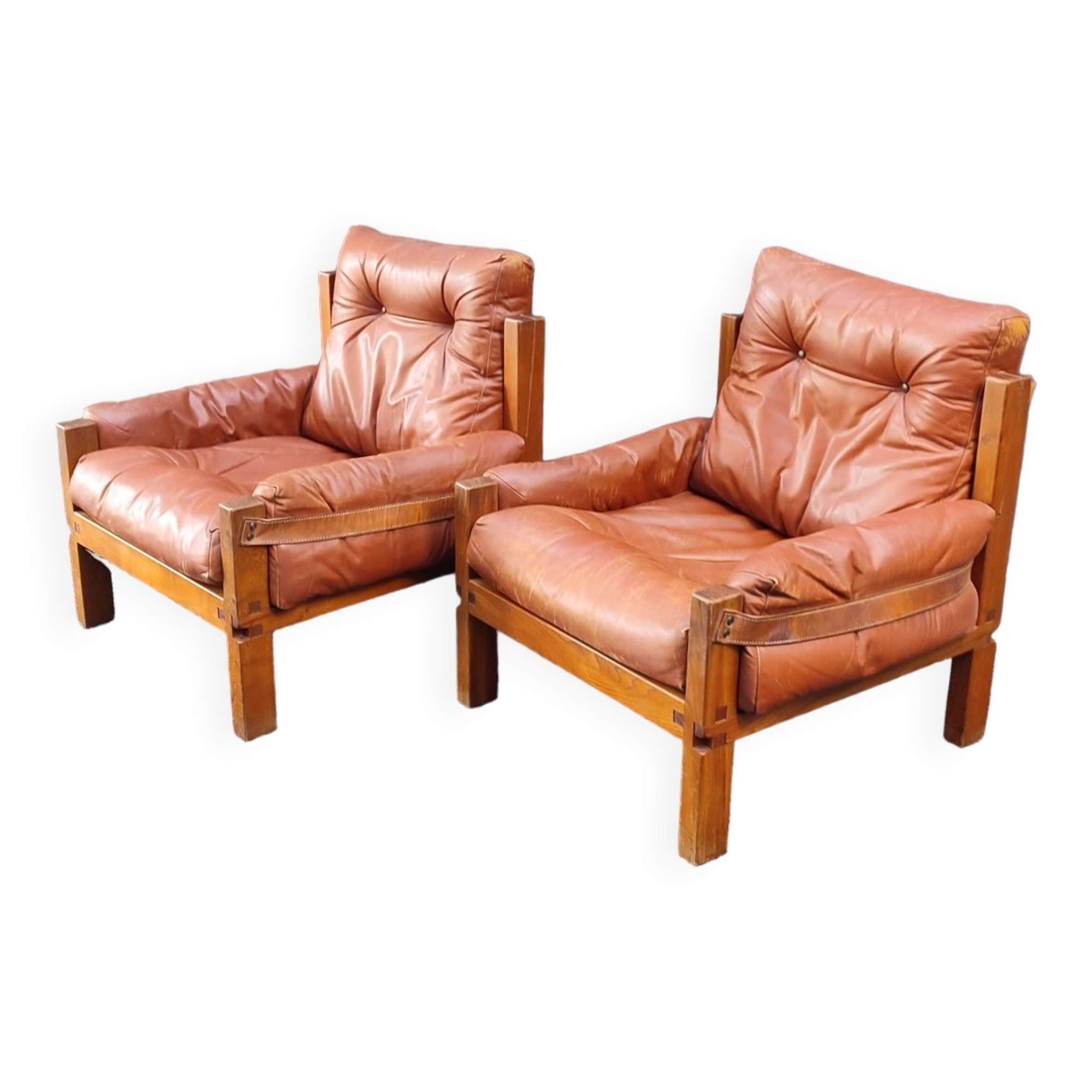Pair of S15 Pierre Chapo armchairs