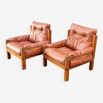 Pair of S15 Pierre Chapo armchairs