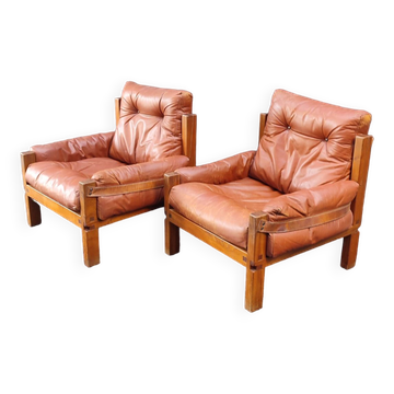 Pair of S15 armchairs by Pierre Chapo