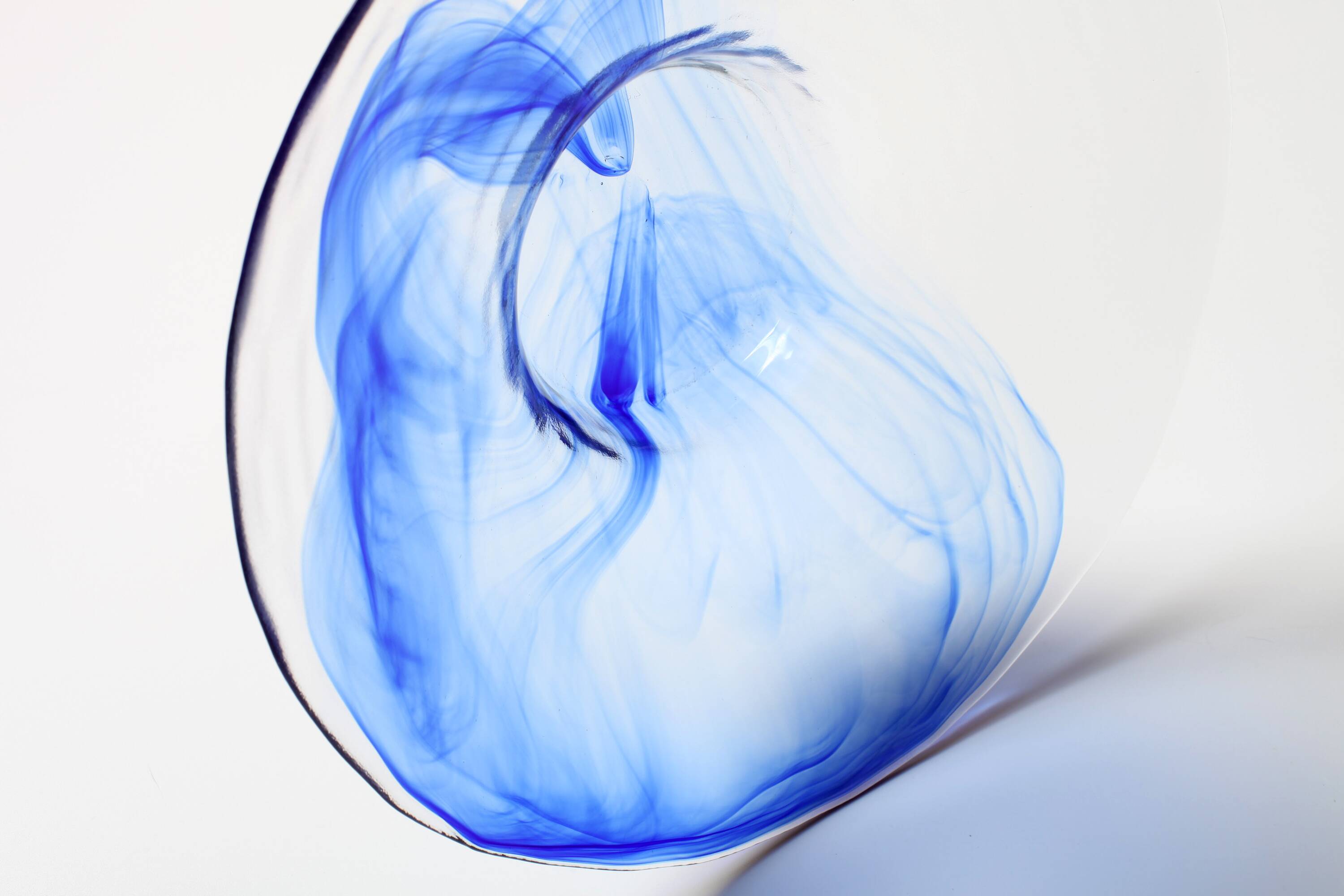 Vintage Bormioli Rocco Art Glass Bowl: Cobalt Blue Swirl Centerpiece