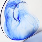 Vintage Bormioli Rocco Art Glass Bowl: Cobalt Blue Swirl Centerpiece