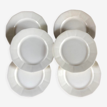 6 flat plates Sarreguemines ivory