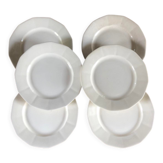 6 flat plates Sarreguemines ivory