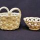 Set of Woven White Mediterranean Ceramics Basket + Bowl