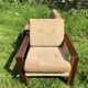 Pair of vintage beige velvet armchairs 60s