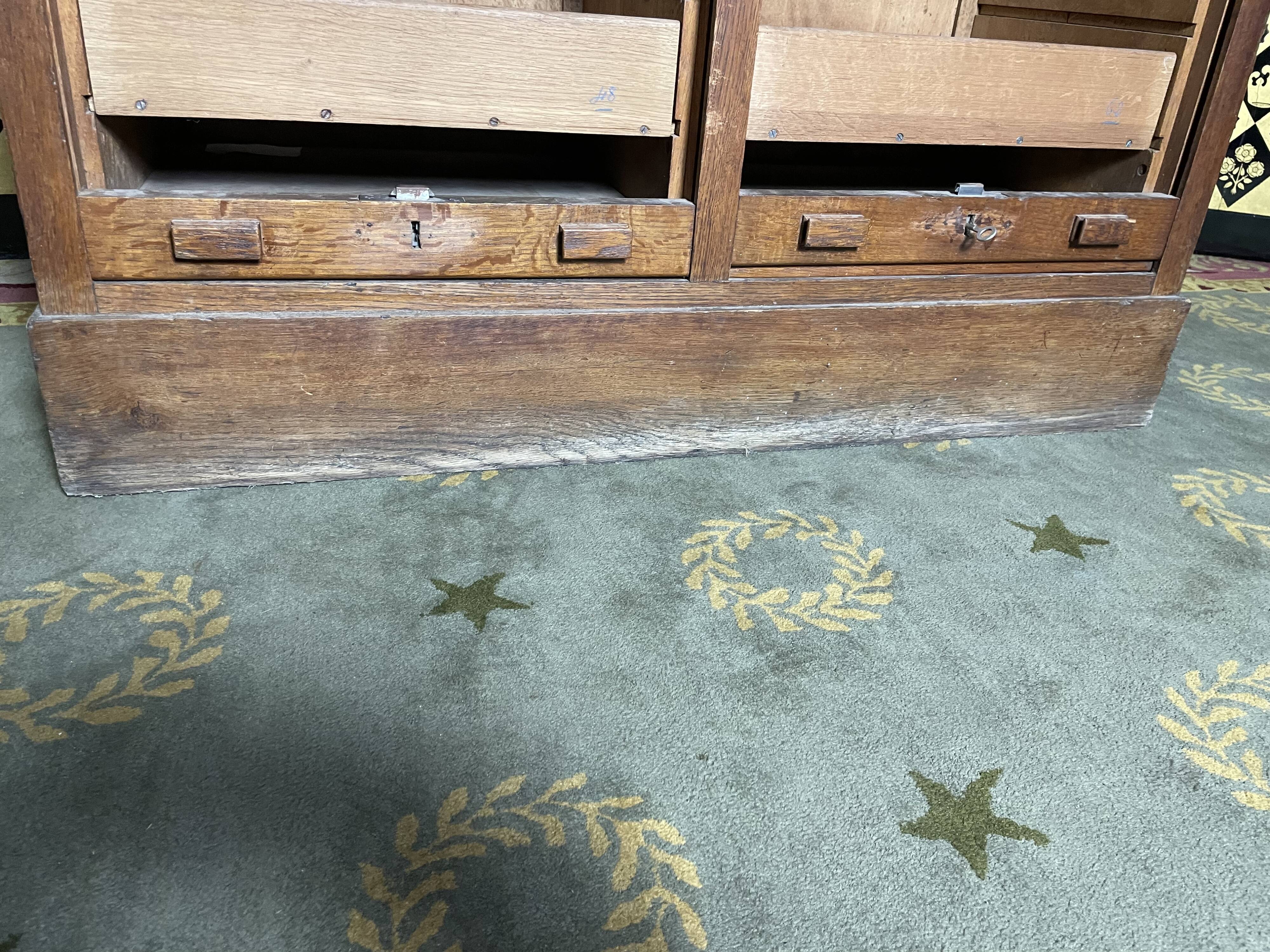 Solid oak notary double curtain filing cabinet 1900