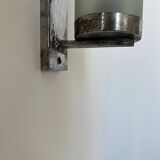 Vintage tubular wall lamp, chrome and sandblasted glass, France 1940