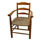 Wood and straw armchair