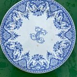 6 assiettes Gien série monogramme « 2nd choix »