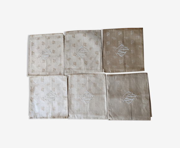Ensemble de 6 serviettes de table ancienne