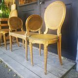 Set of Louis XVI-style bench and 2 chairs