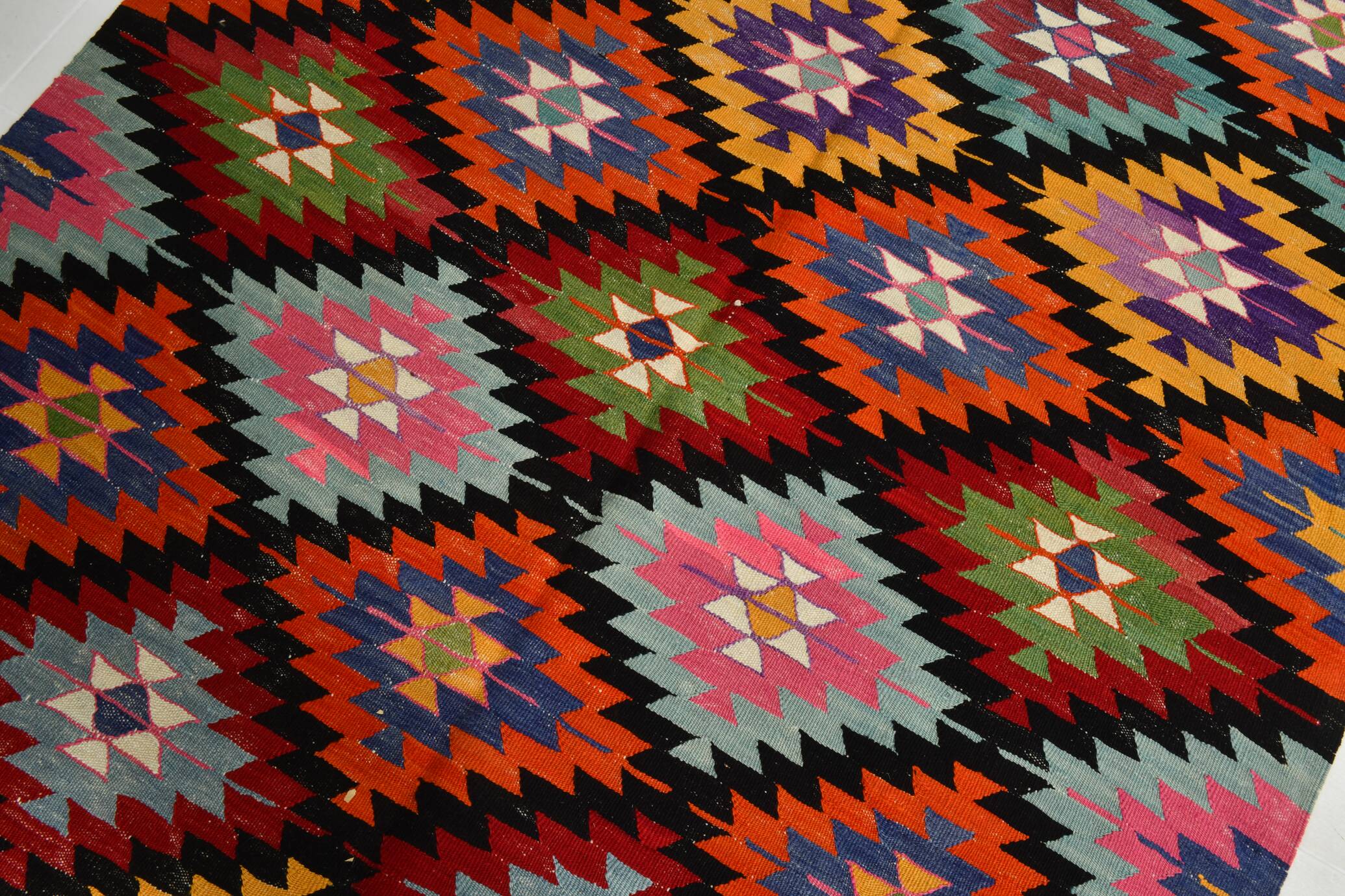 Geometric Multicolor Turkish Kilim Rug, 158x297Cm