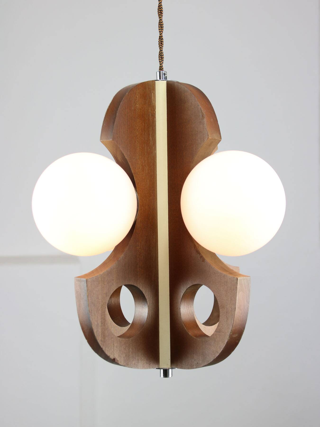 Mid-Century Scandinavian Chrome & Opaline Chandelier, 1960s