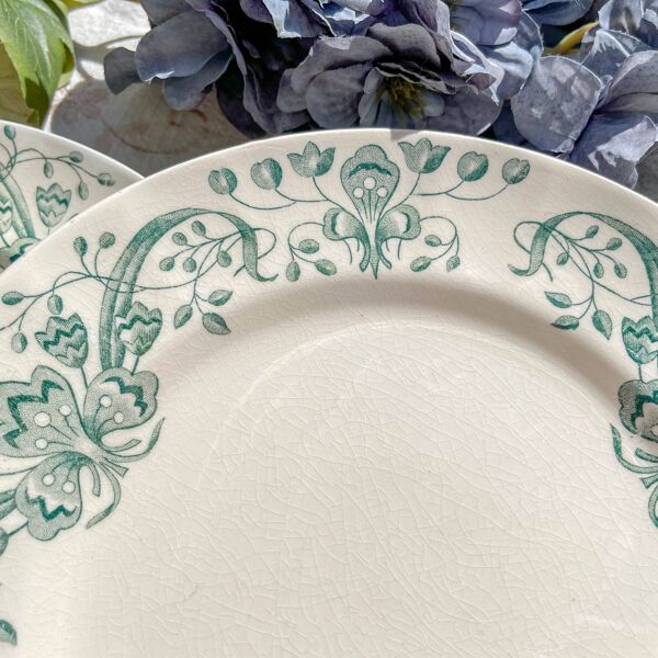 Lot de 6 Petites Assiettes Anciennes Terre de Fer ''Figuig'' – Longchamp XIXe