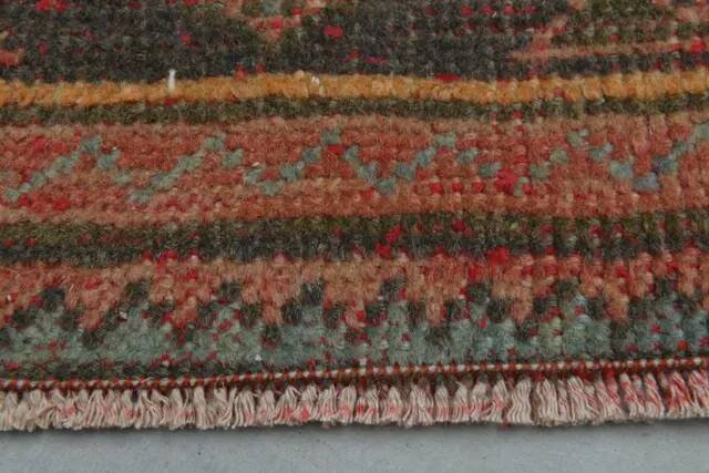 Vintage Turkish Hand-Knotted Wool Cotton Brown Runner Rug 80x336