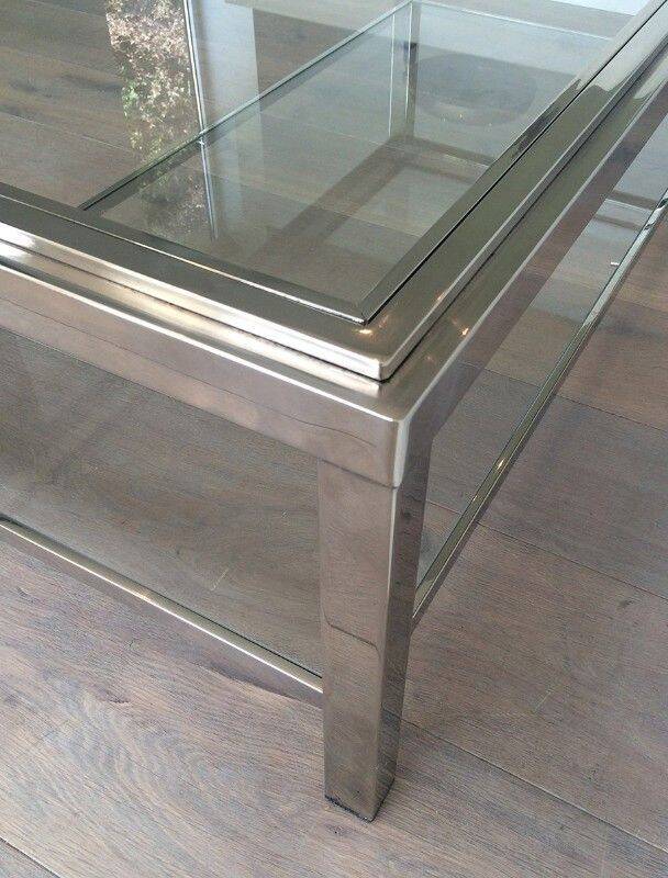 Large chrome coffee table