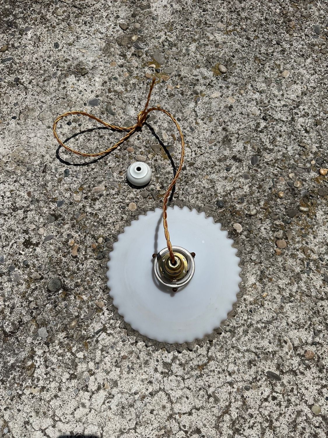 Vintage opaline suspension white and transparent claw brass electricity new