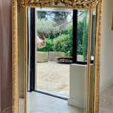 Large mirror style Louis XVI in gilded wood with parecloses xixth h: 165 cm