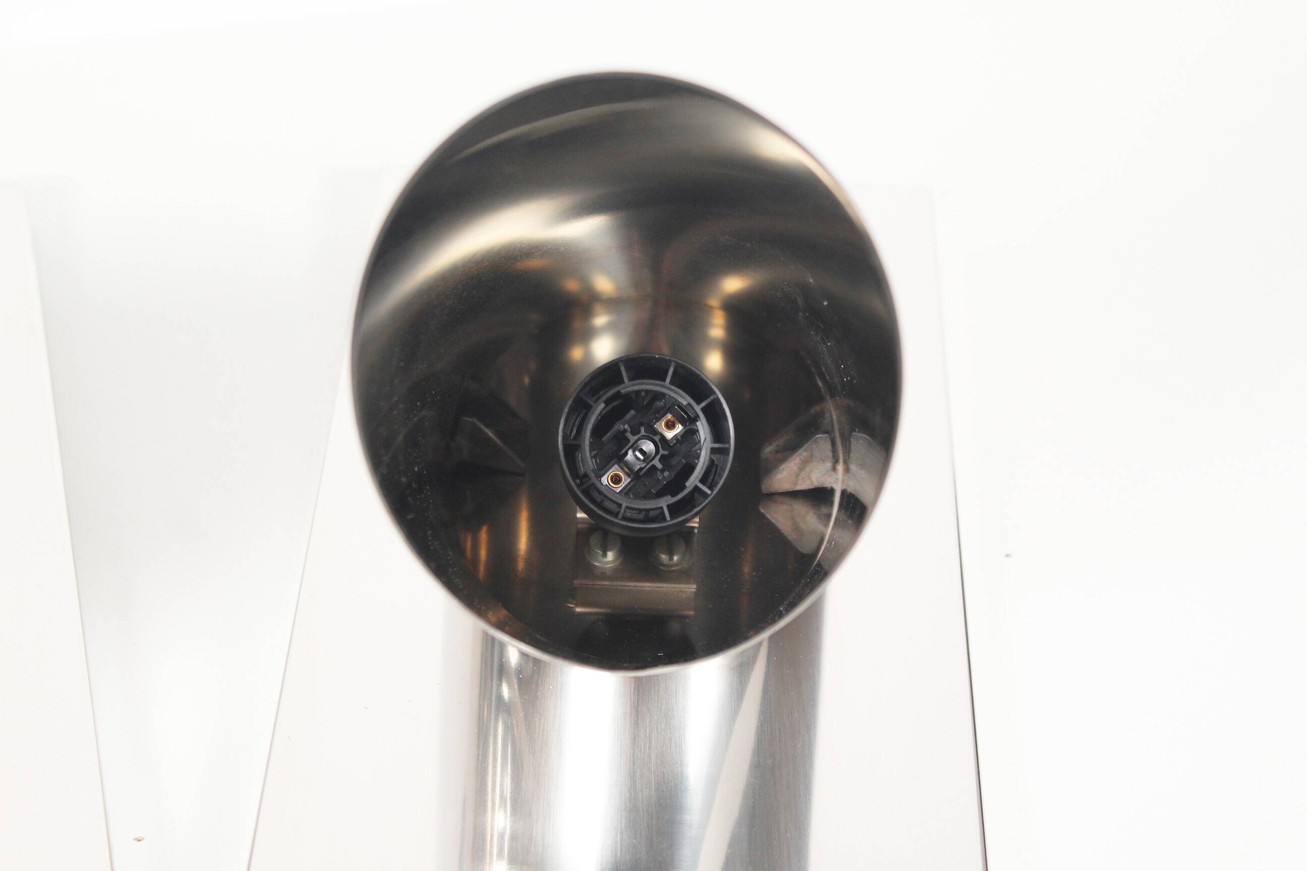 Set of three large sculptural vintage chrome metal wall lights