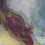 Peinture à l'huile ancienne Portrait de femme nue impressionniste du 20ème siècle