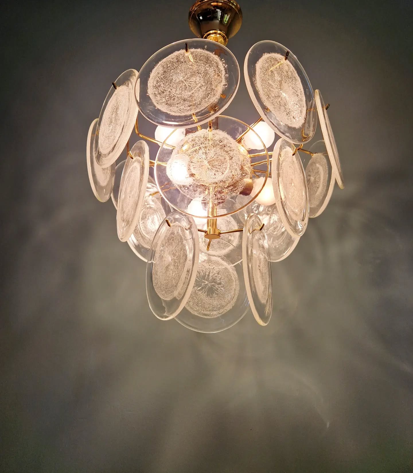 Murano glass disc chandelier, Italy, 1970s