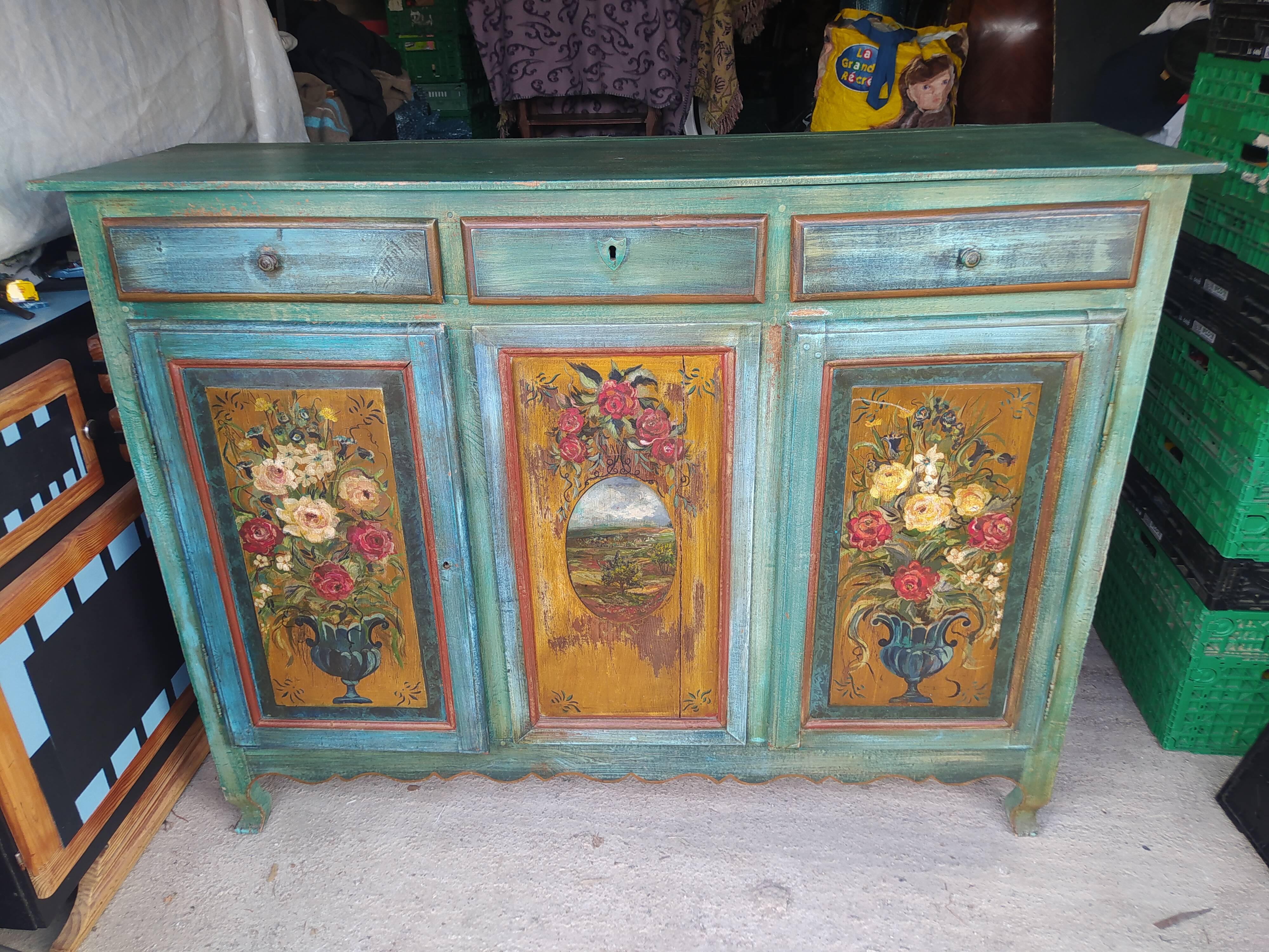 Painted row, three doors