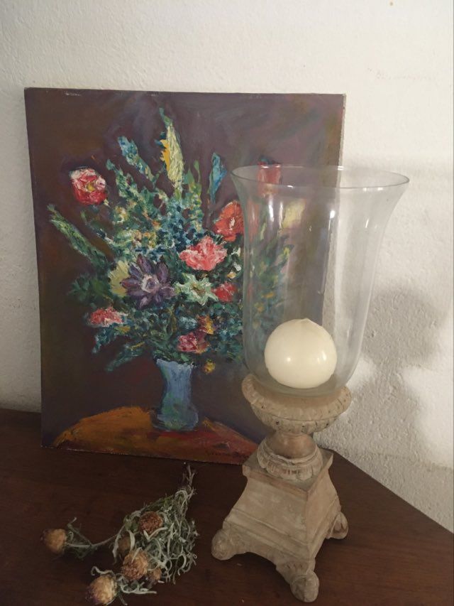 Indian candlestick wood and glass