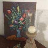 Indian candlestick wood and glass