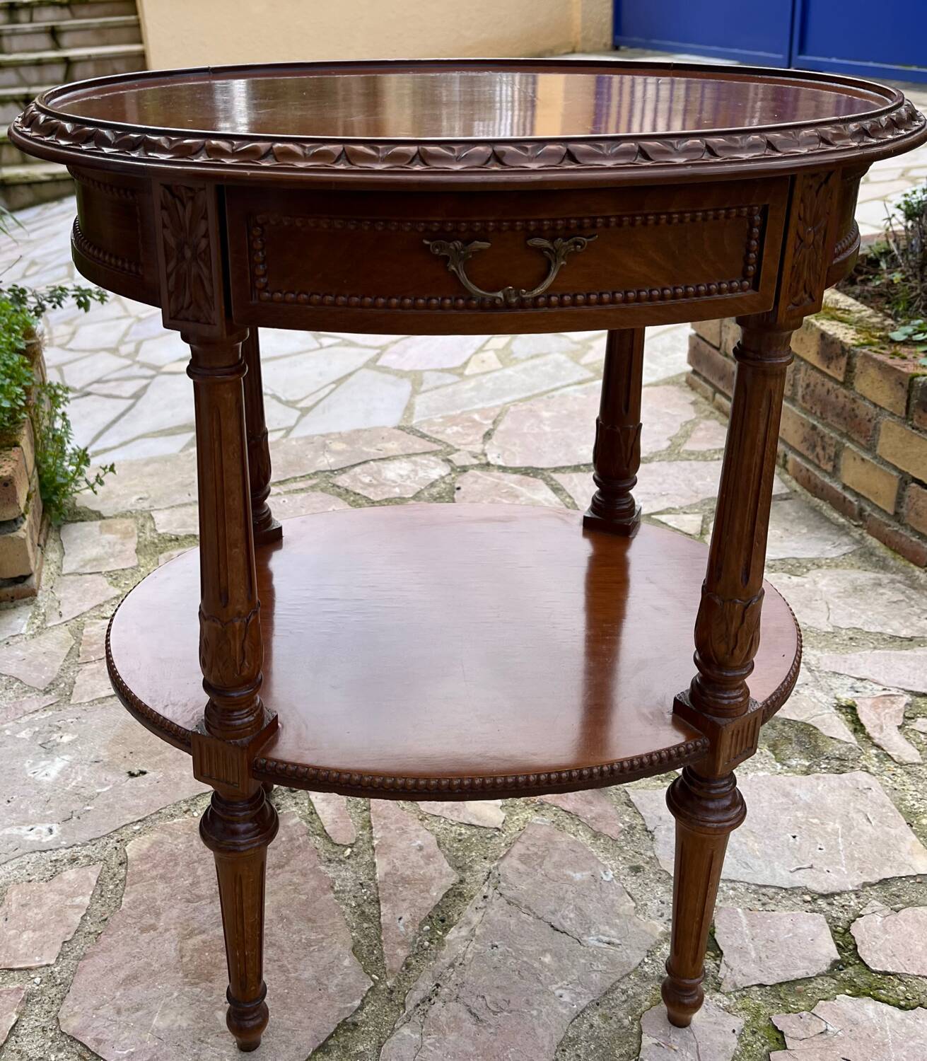 Small carved wooden table