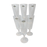 6 crystal champagne flutes from Arques model Versailles