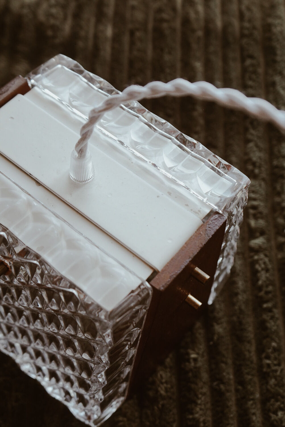 Scandinavian teak and glass pendant light 🌿 Vintage