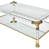 Plexiglass coffee table in Hollywood Regency style