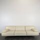 Cream leather 4-seater sofa