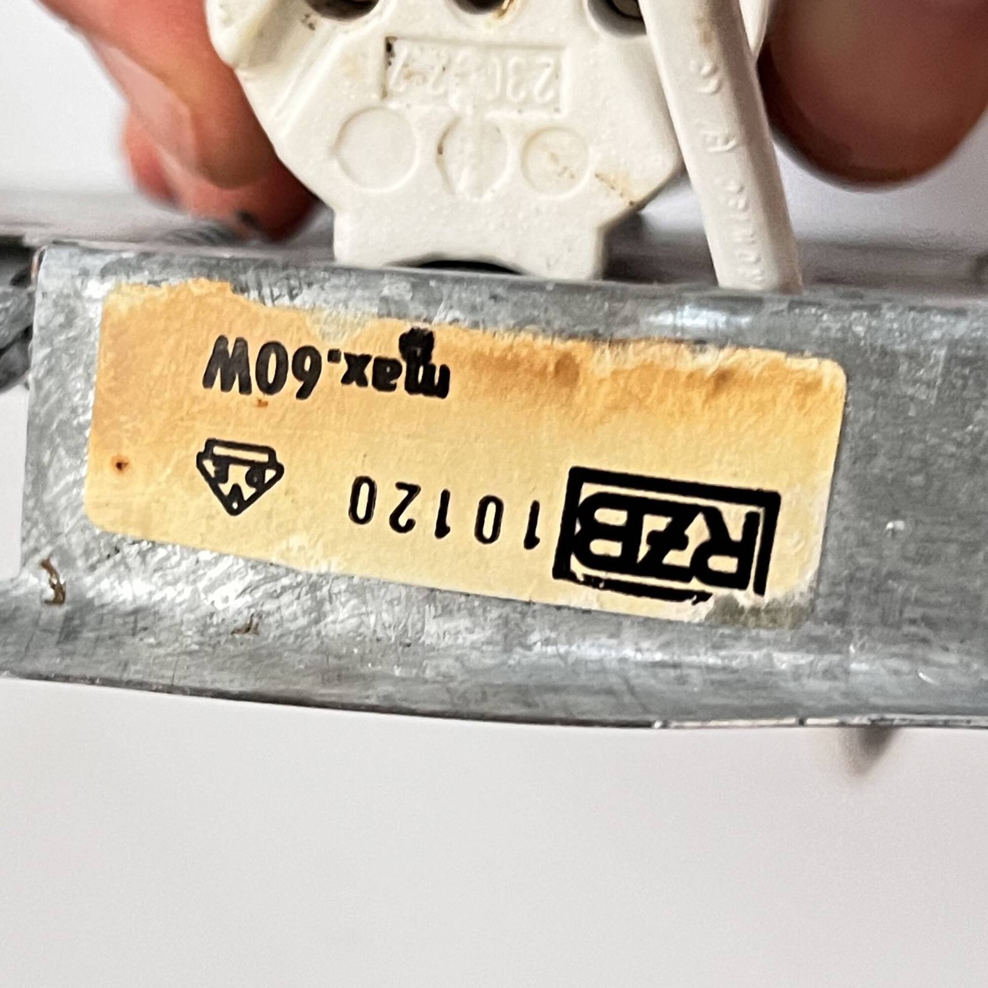 White glass ceiling lamp, RZB Bamberg, Germany, 1970s.