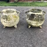 Pair of vintage planters tripodes pot potron fibro cement 1960 garden