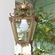 Hanging brass lantern and engraved glass