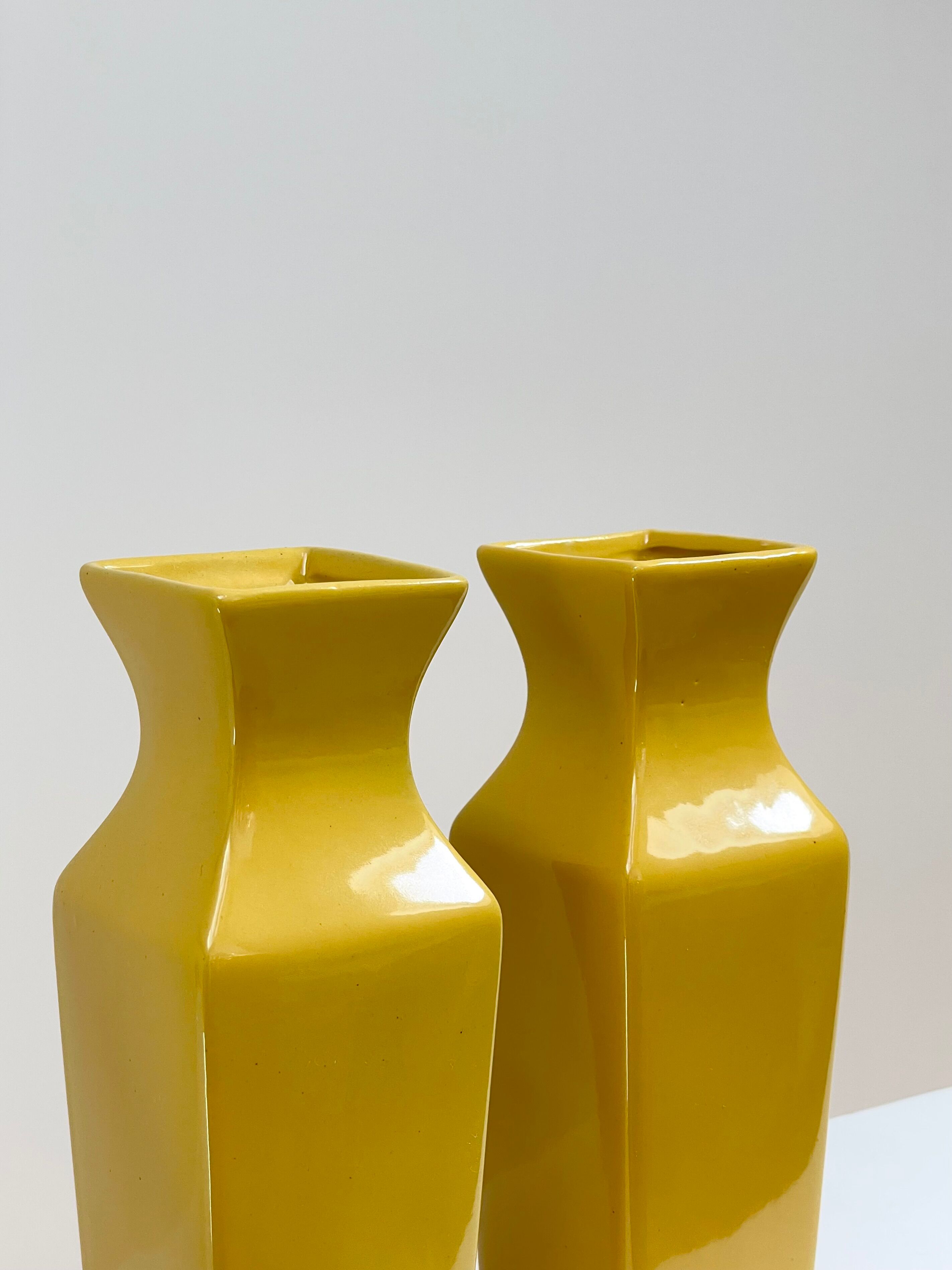 Duo of yellow vases