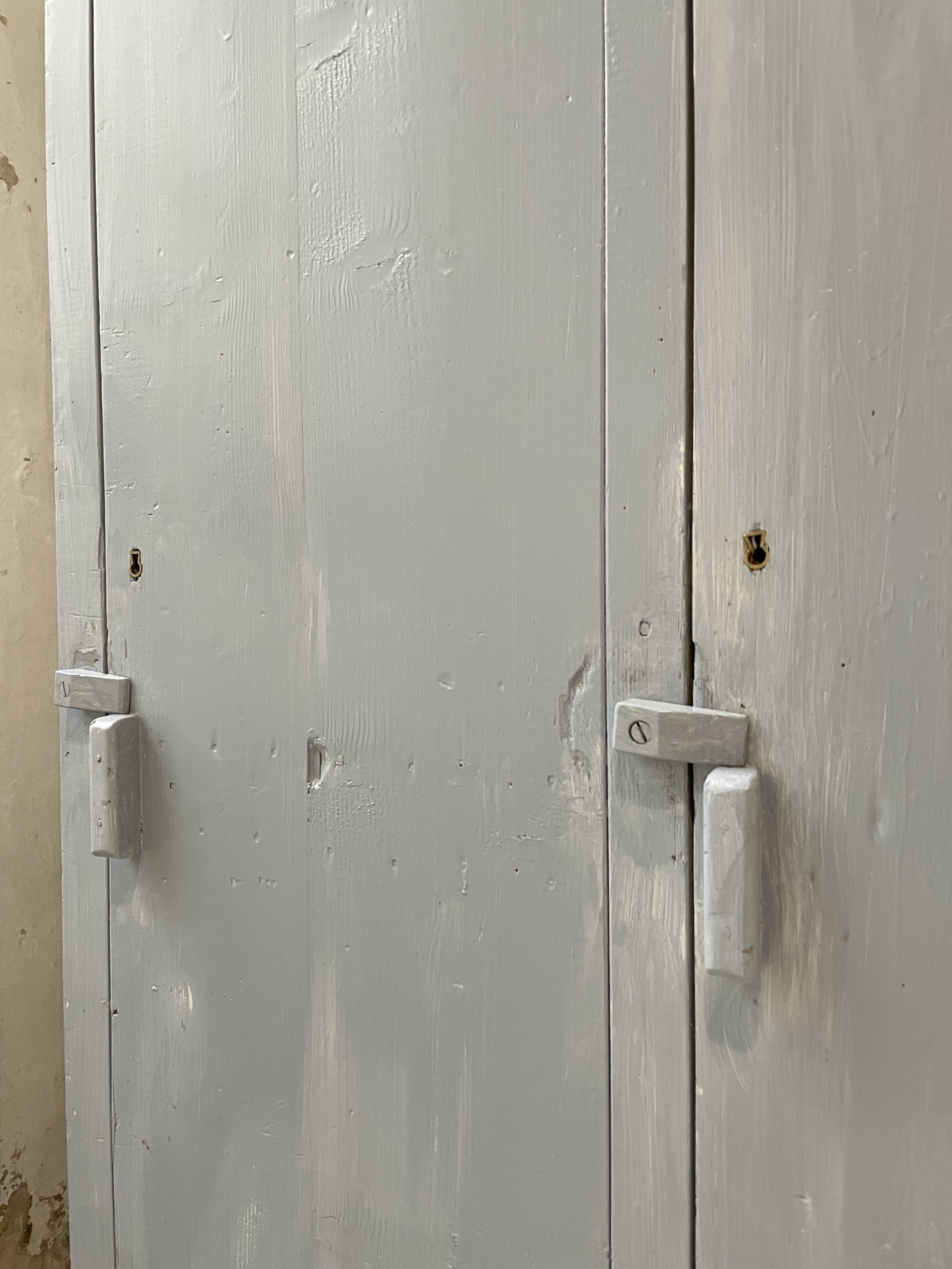 Blue patinated workshop furniture locker room