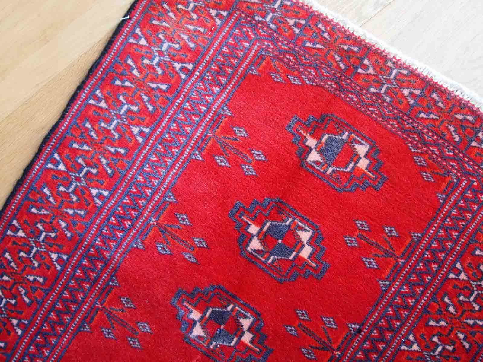 Vintage handmade Turkoman rug 58cm x 79cm 1970
