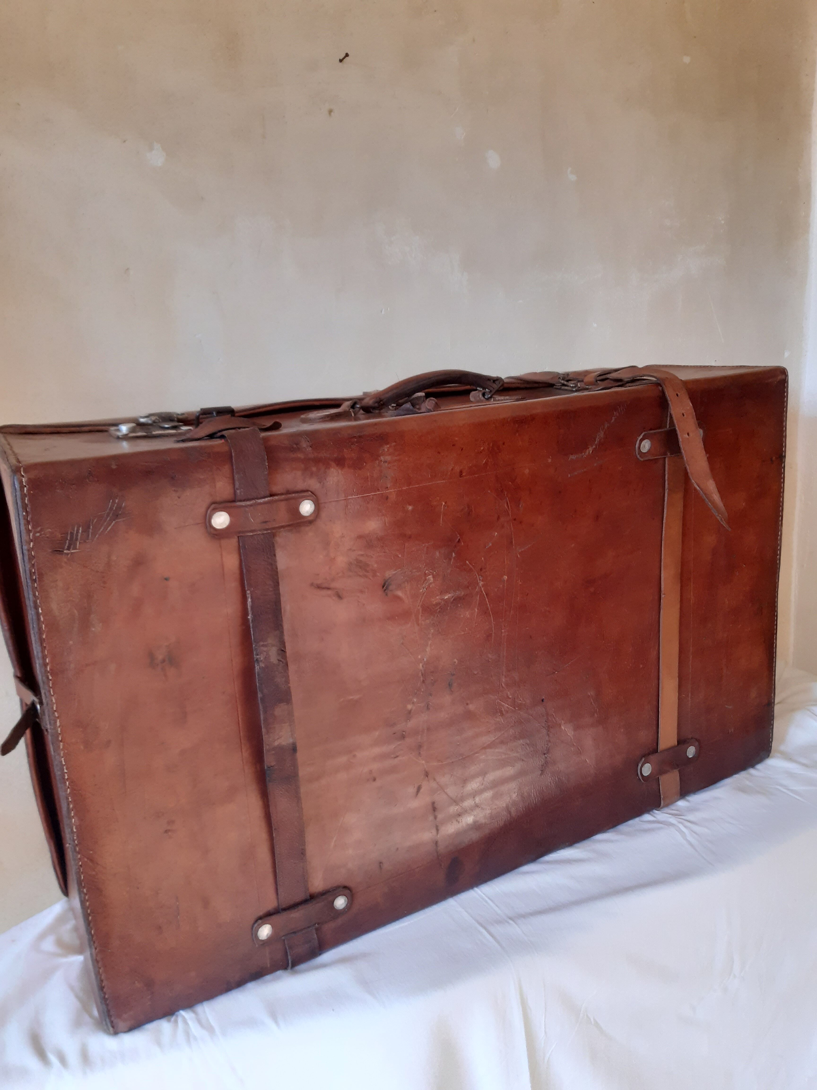 Large leather suitcase