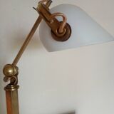 Brass & Satin Opaline Desk Lamp, Woman with Antique Ribbon Bows