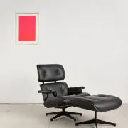 Lounge Chair and ottoman in black leather by Charles & Ray Eames, Vitra