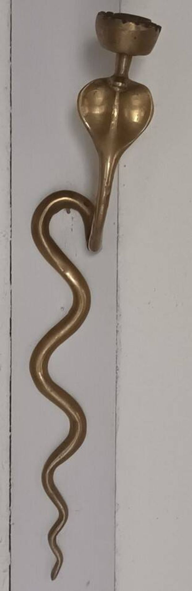 Bronze cobra candle holder wall sconce
