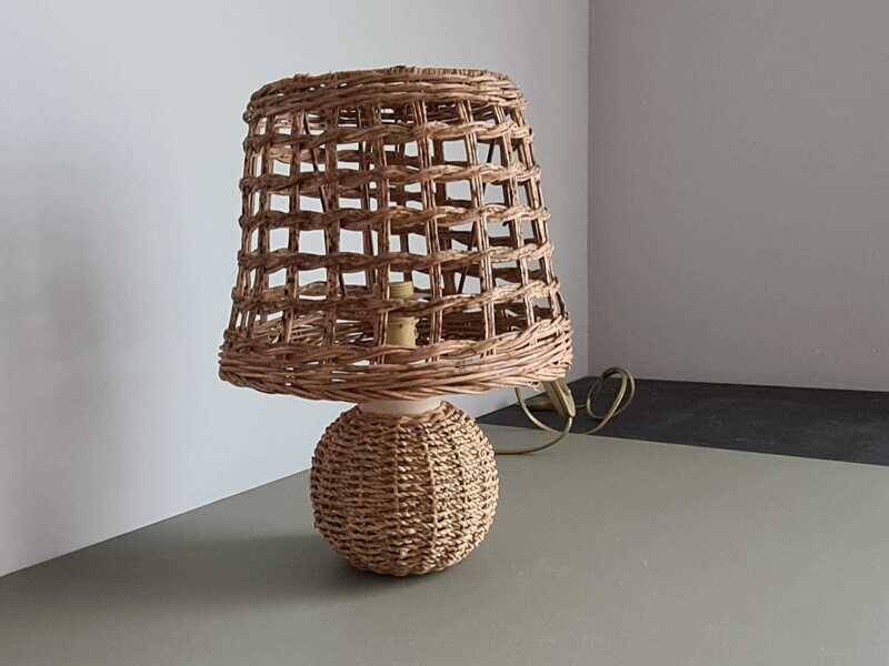 Vintage wicker and rattan lamp – natural bohemian lamp