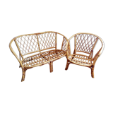 Rattan bench and chair