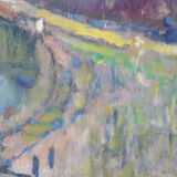 Impressionist landscape with river valley